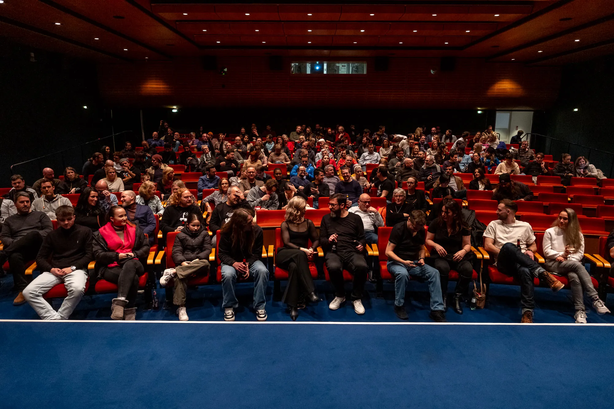 The full auditorium at the premiere, seen from the stage