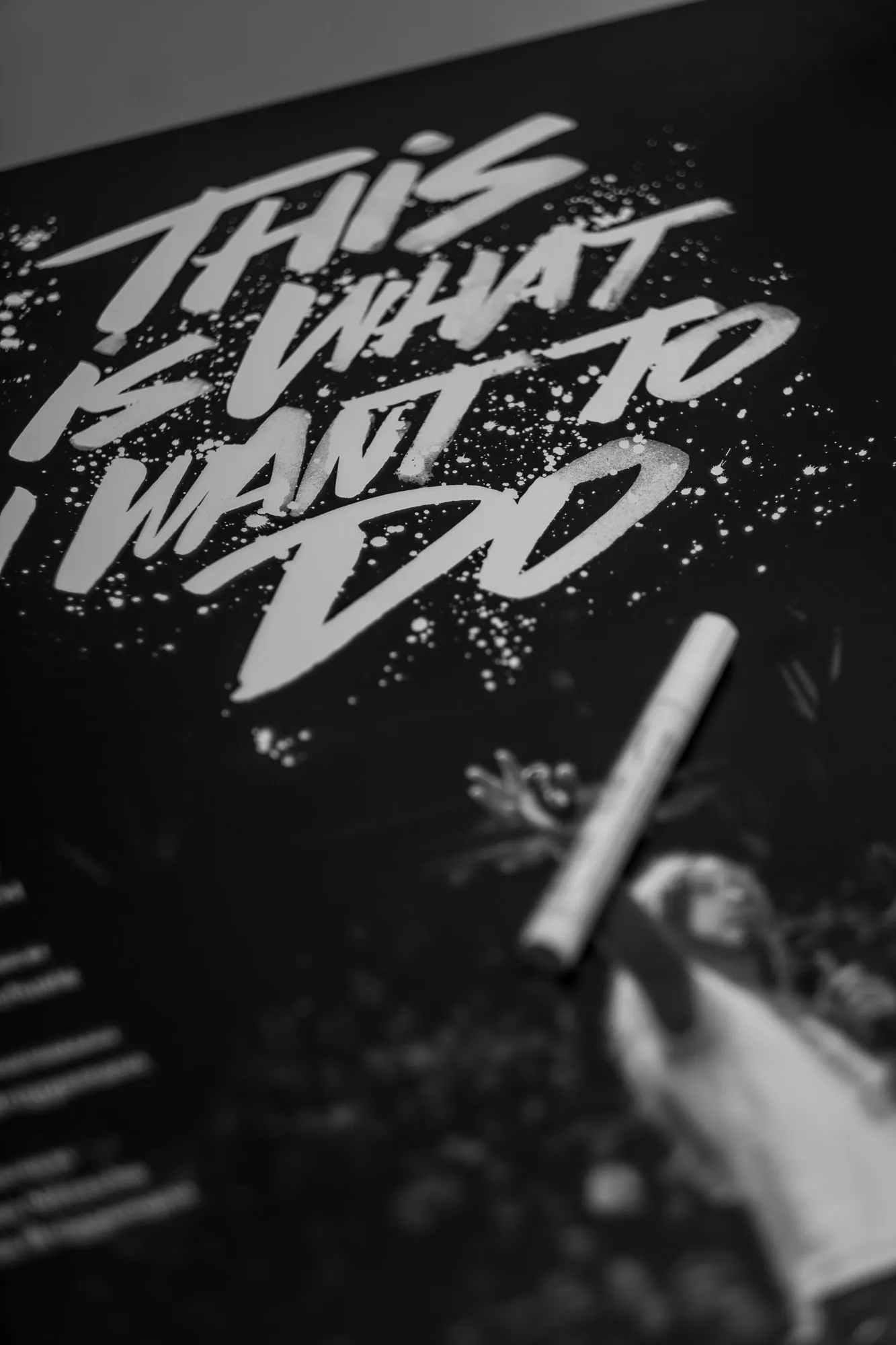 The film poster with a white marker pen